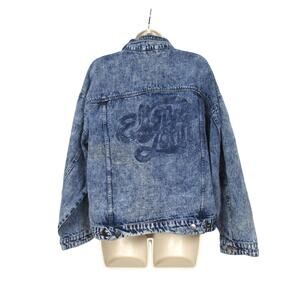 Elton John Jean Jacket Womens Large Official Merch Retro Acid Wash Denim Logo